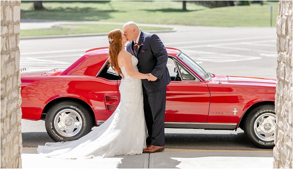 Mustang in Wedding with Bride and Groom