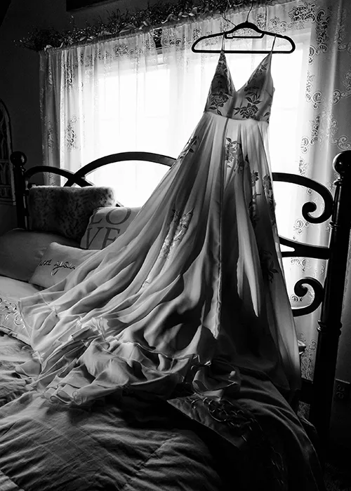 Wedding dress black and white